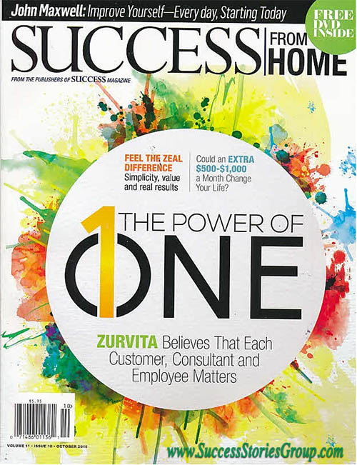 The October 2015 Success From Home Magazine featuring Zurvita and Zeal for Life!